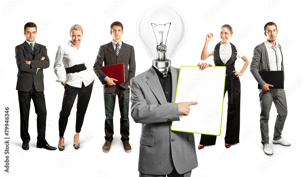 Business Team With Lamp Head Business Team With Lamp Head