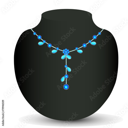 illustration of woman's necklace with precious stones