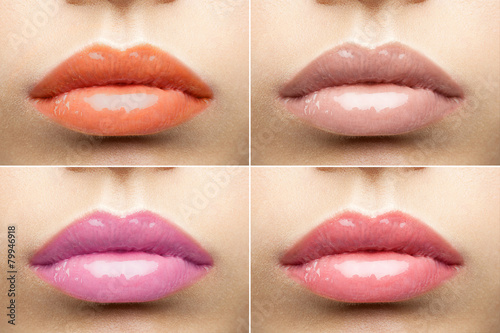 Photo Collage of  nude glossy lips