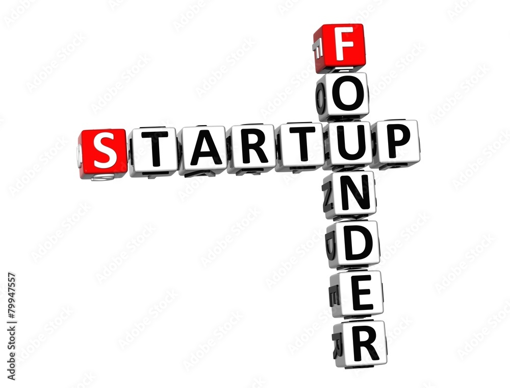 3D Crossword Startup Founder on white background 3D Crossword Startup Founder on white background