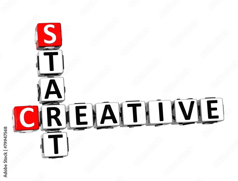 3D Crossword Creative Start on white background 3D Crossword Creative Start on white background