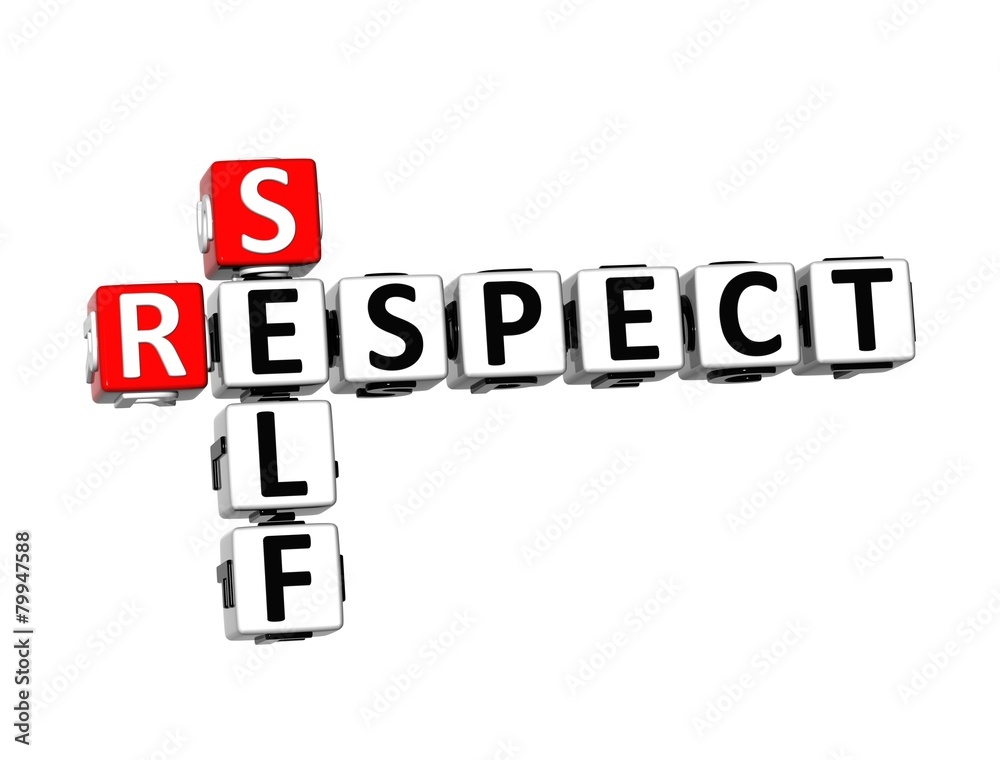 3D Crossword Self Respect on white background 3D Crossword Self Respect on white background