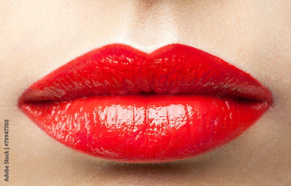 Naklejka premium Beauty red lips