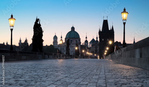 Prague, Charles Bridge at dawn