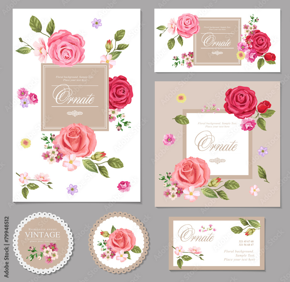 Vector set of invitation cards