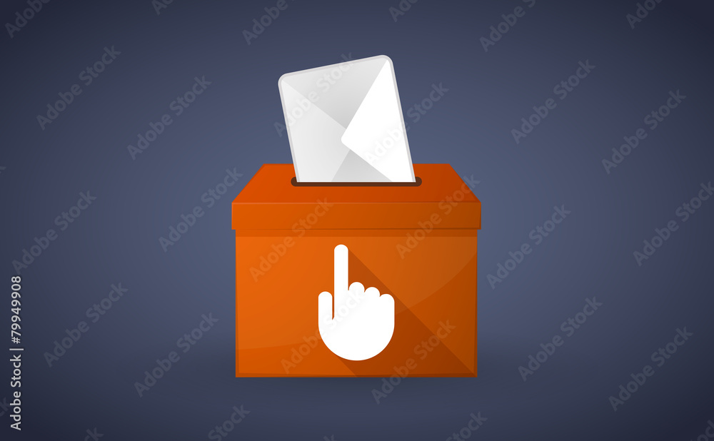 Orange ballot box with a pointing hand Orange ballot box with a pointing hand