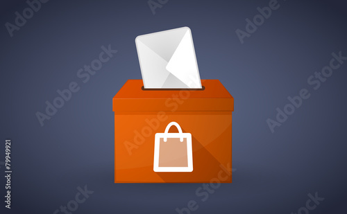 Orange ballot box with a shopping bag