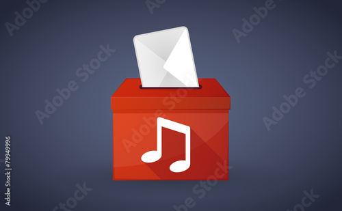 Red ballot box with a music note