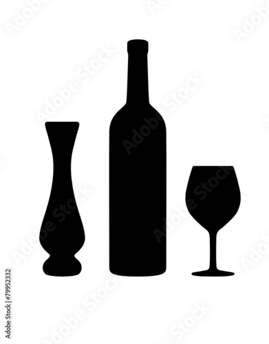 Weinflasche mit Weinglas Silhouette