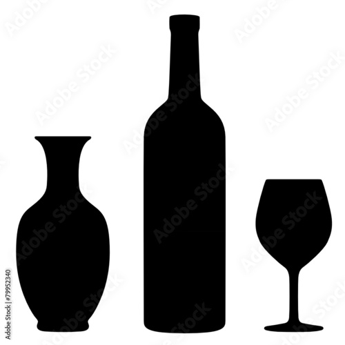 Weinflasche mit Weinglas Silhouette