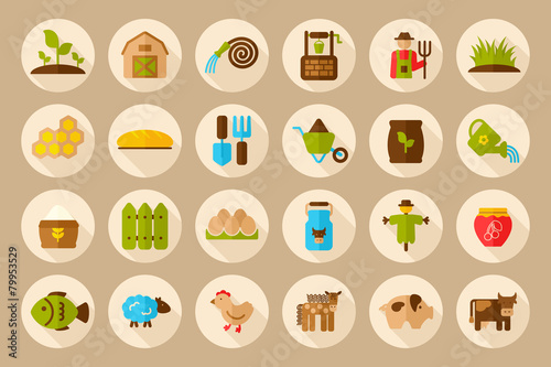 Farm Garden flat icon with long shadow