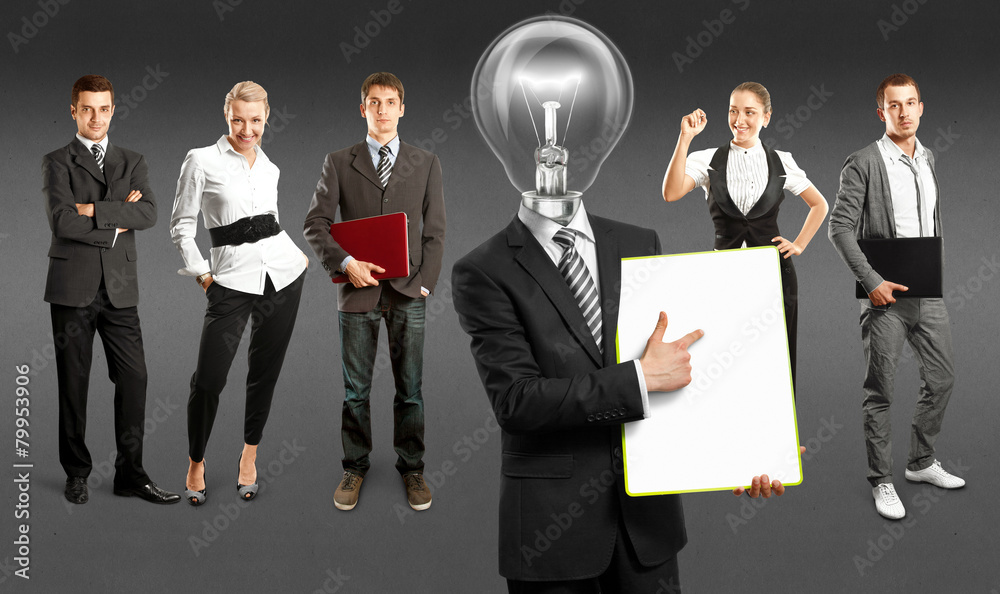 Business Team With Lamp Head Business Team With Lamp Head