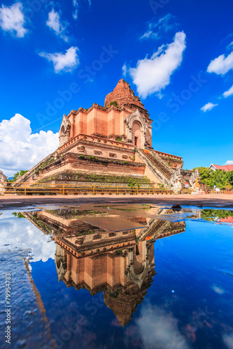 Ancient pagoda at Wat Chedi Luang in Chiangmai province Thailand