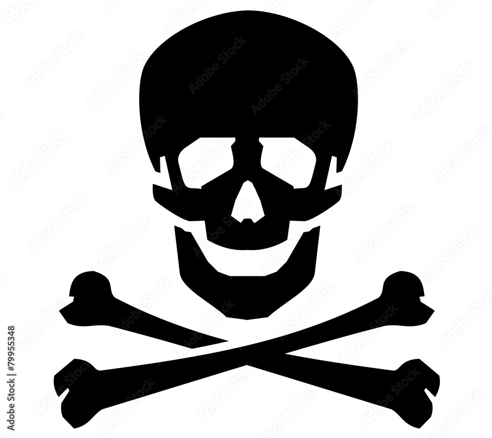Jolly Roger vector logo design template. human skull or Jolly Roger vector logo design template. human skull or
