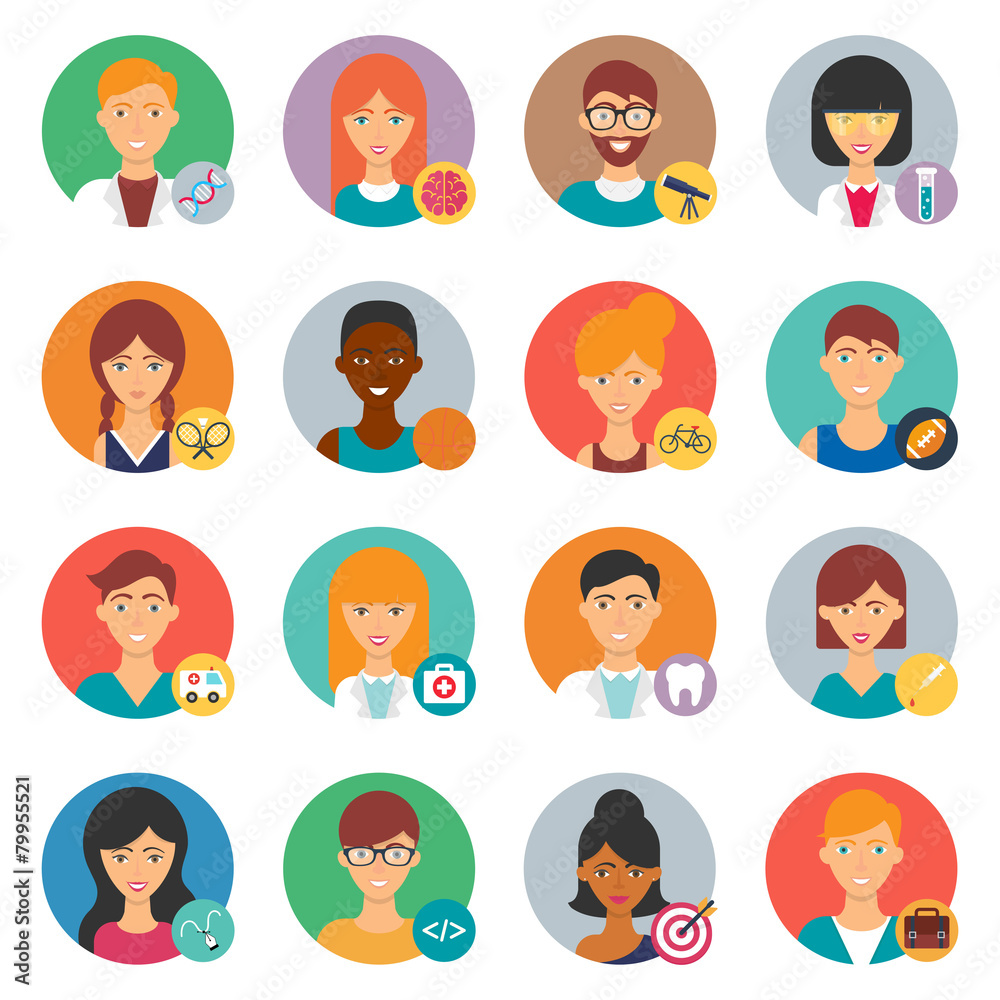 Professions, vector avatars set