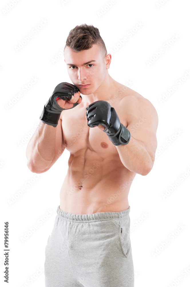 MMA fighter on white background