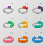 Set of color isometric circle diagrams