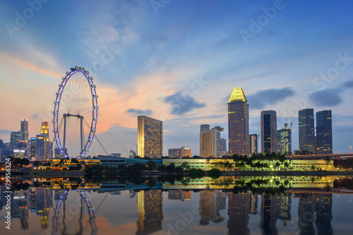 Singapore city skyline at Marina Bay