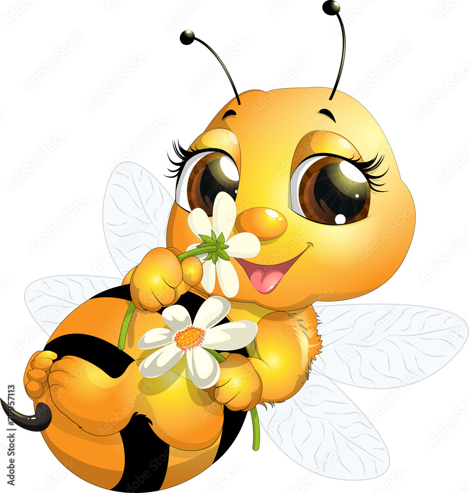 beautiful bee - obrazy, fototapety, plakaty 