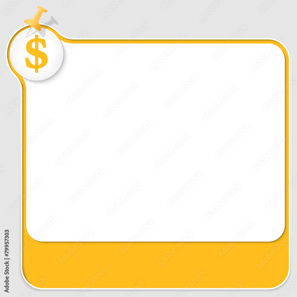 yellow text box with pushpin and dollar symbol yellow text box with pushpin and dollar symbol