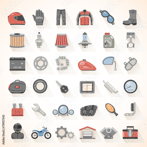 Motorcycle gear and accessories icons