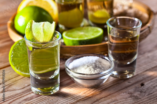 gold tequila with salt and lime