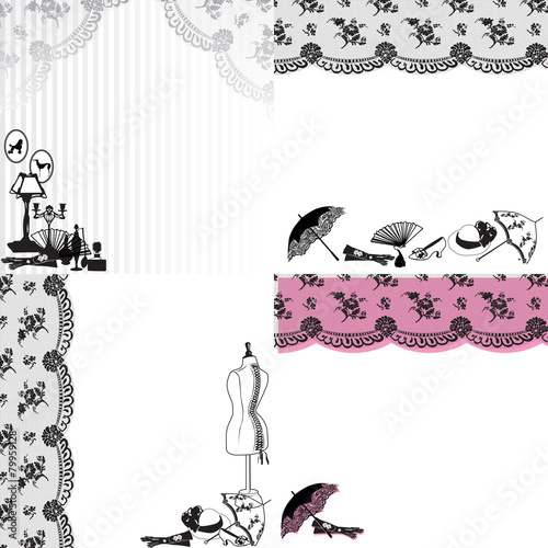 four patterns with lace and retro still life