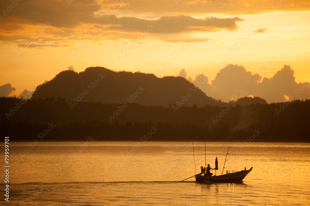 Scenic of Sunset in Koh Phitak island, Thailand.