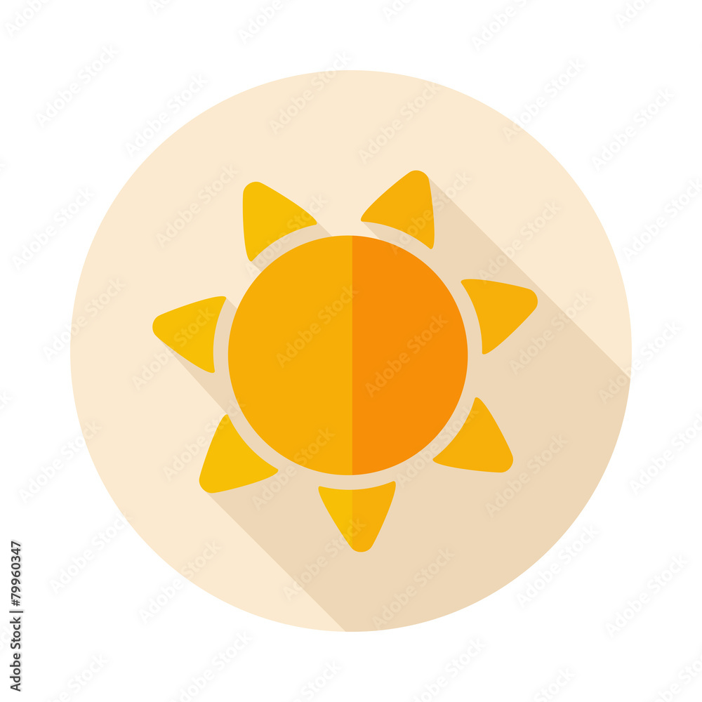 Sun flat icon with long shadow