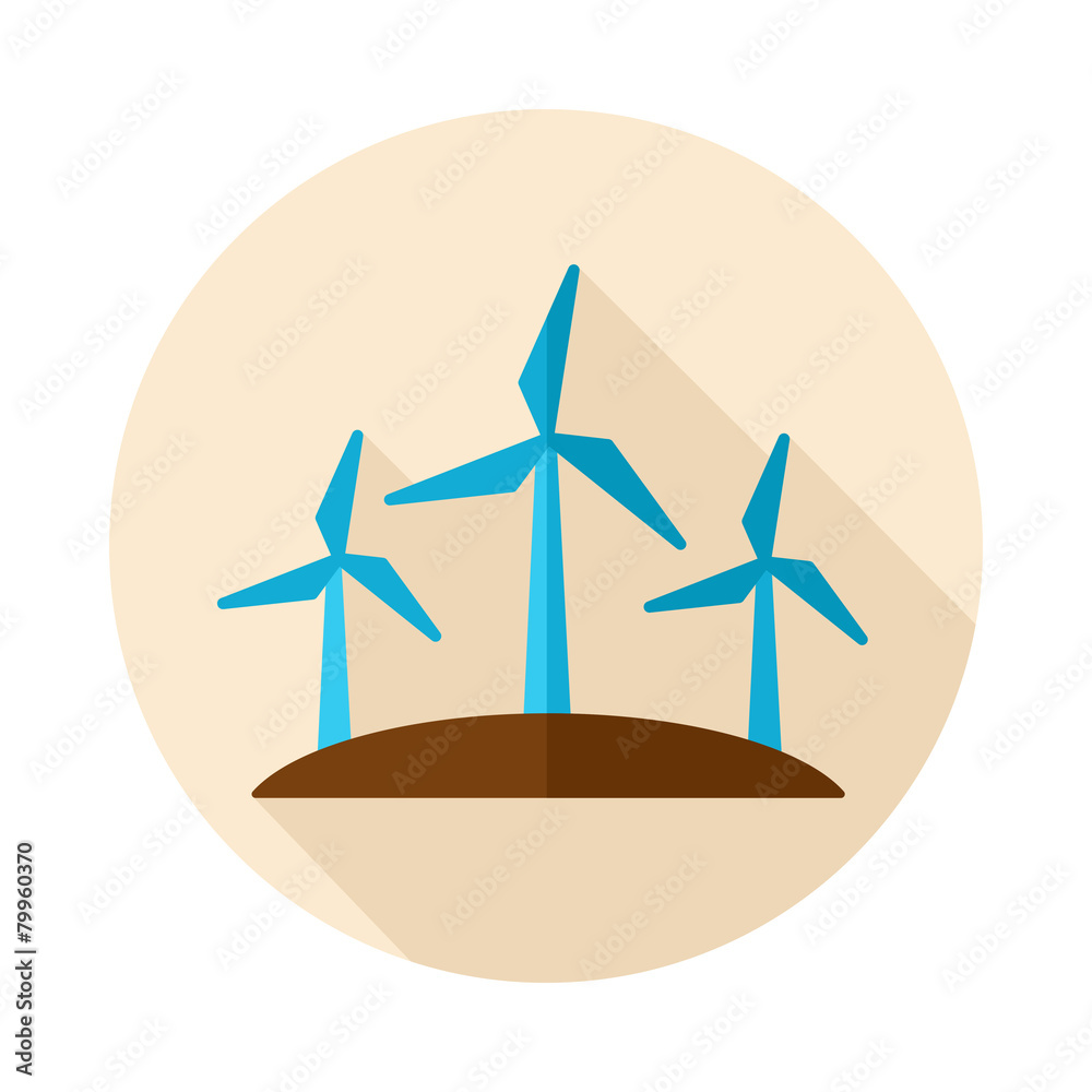 Windmill flat icon with long shadow Windmill flat icon with long shadow