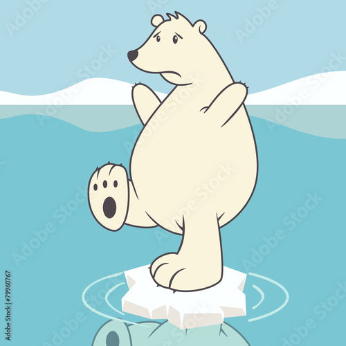 Sad polar bear, global warming