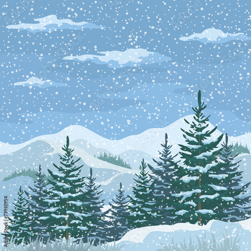 Christmas Winter Mountain Landscape