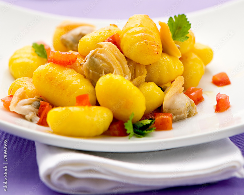 Italian gnocci dumplings with clams Italian gnocci dumplings with clams