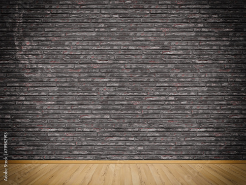 Brickswall and wooden floor background. photo