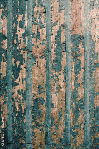 Old Shabby Wooden Planks with cracked green Paint, background © Beautiful textures