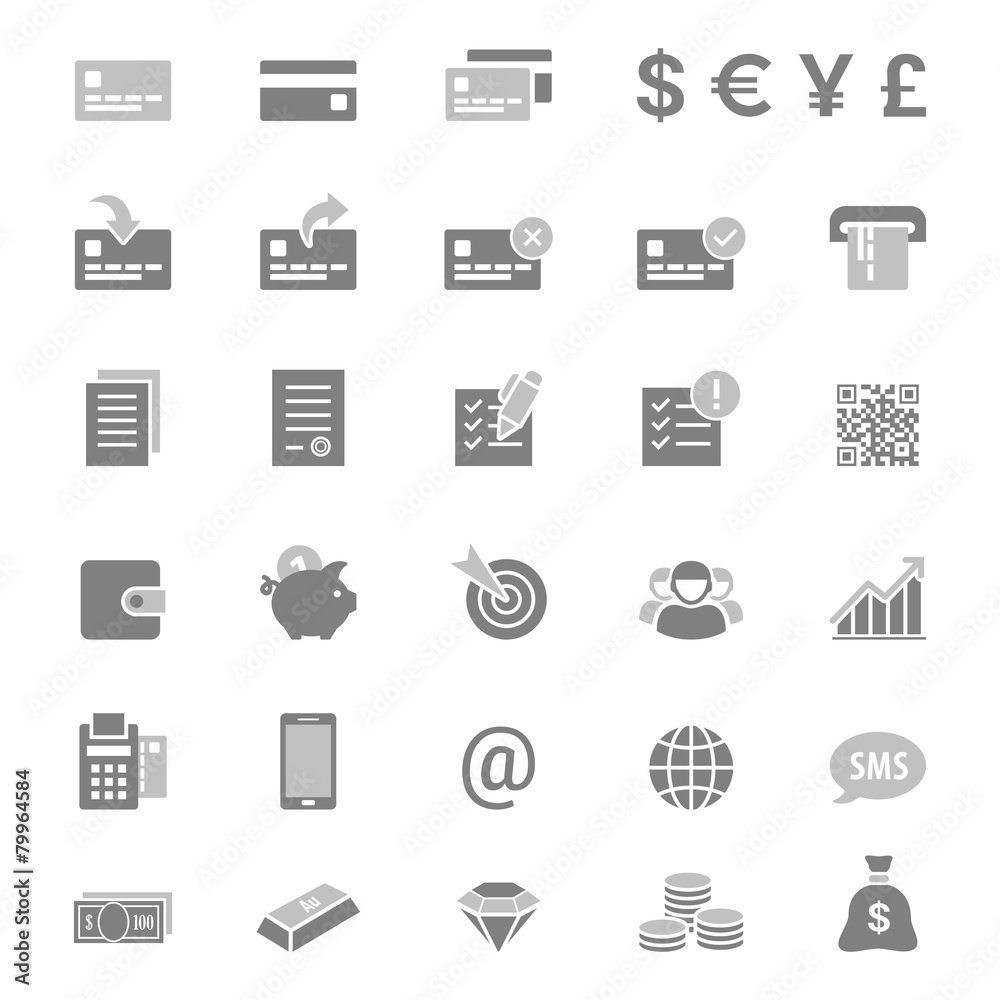 Finance and banking silhouette vector icon set Finance and banking silhouette vector icon set