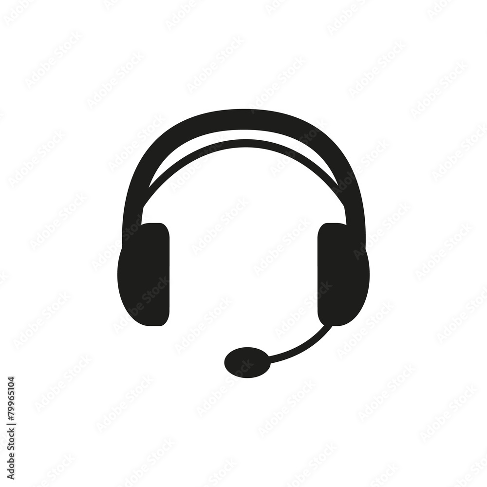 The headset icon. Support symbol. Flat The headset icon. Support symbol. Flat