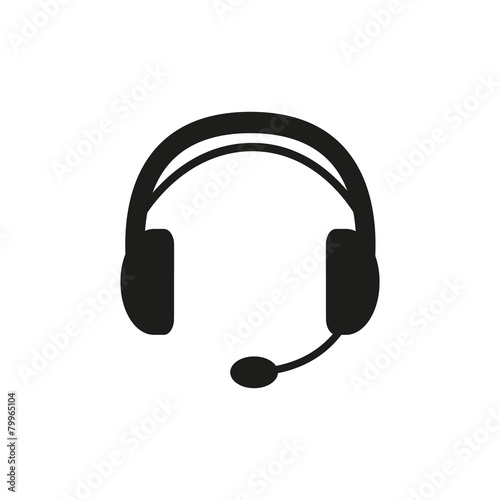 The headset icon. Support symbol. Flat