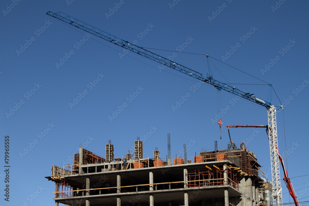 Construction site and tower crane