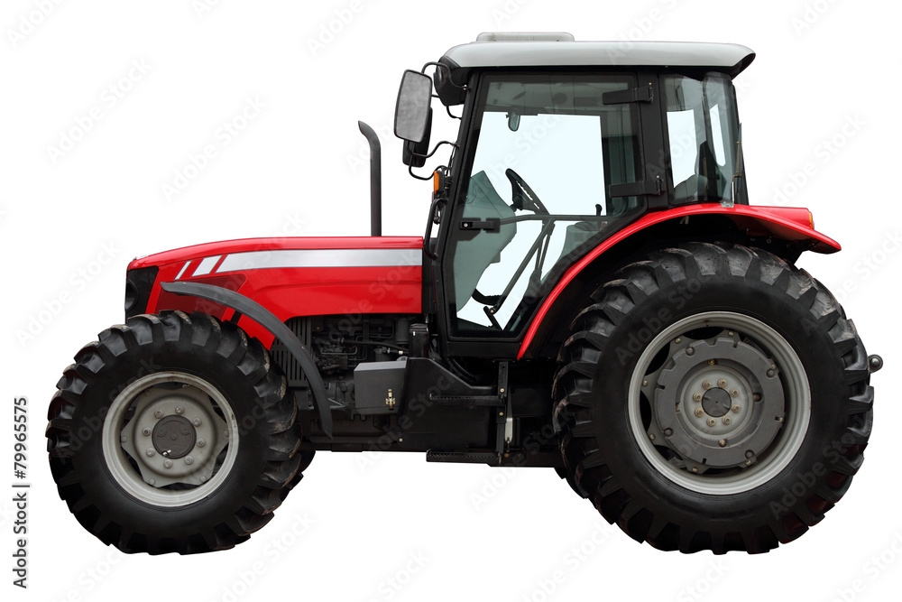 The modern red tractor The modern red tractor