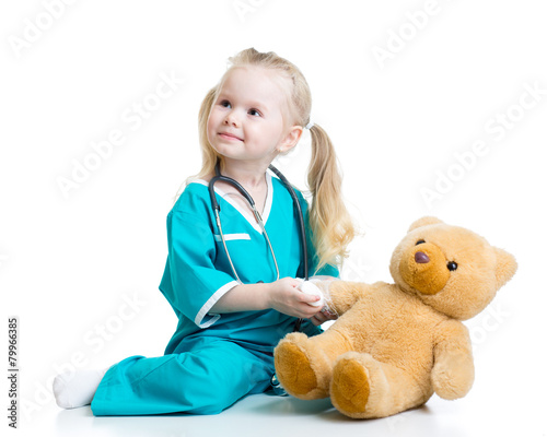 kid girl playing doctor