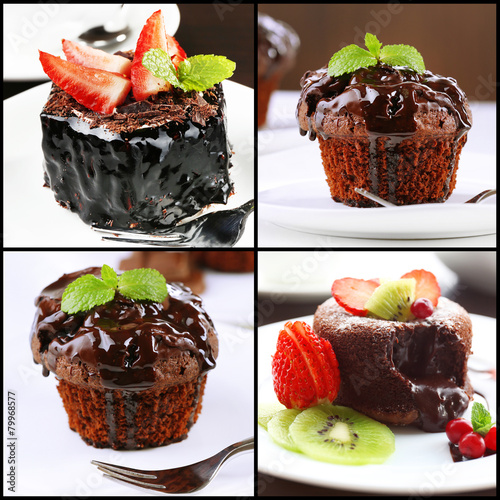 Collage of chocolate desserts