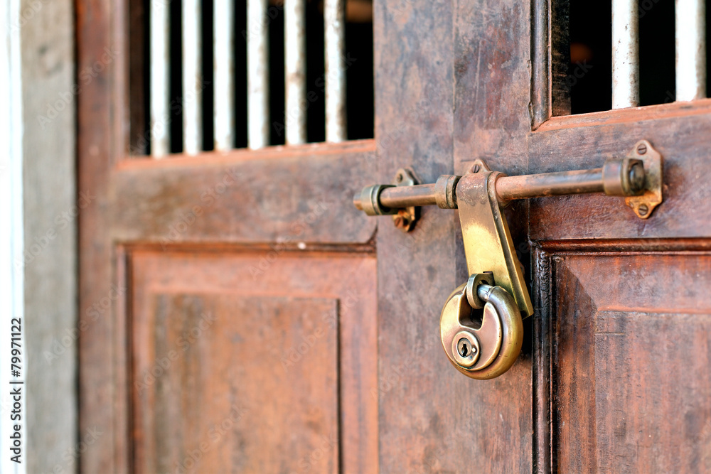Fototapeta premium Closeup of a vintage door with lock