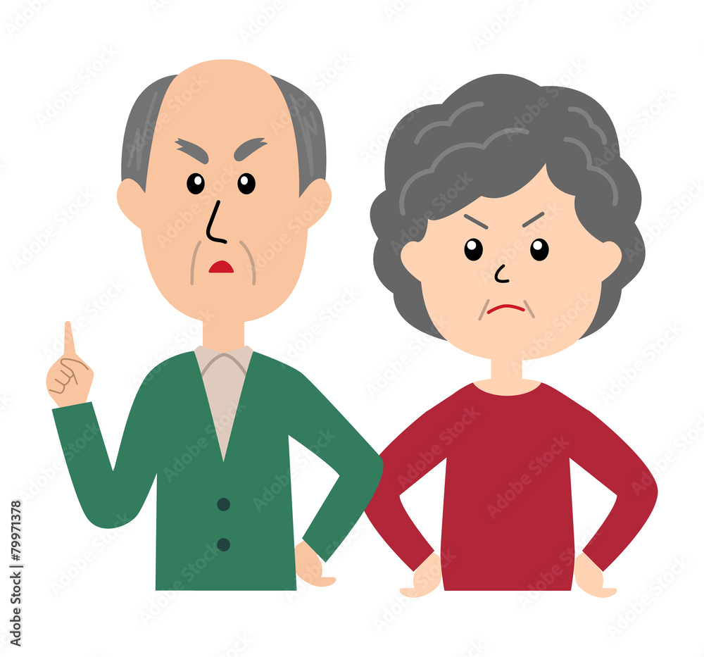 An angry senior couple, senior man scolding An angry senior couple, senior man scolding