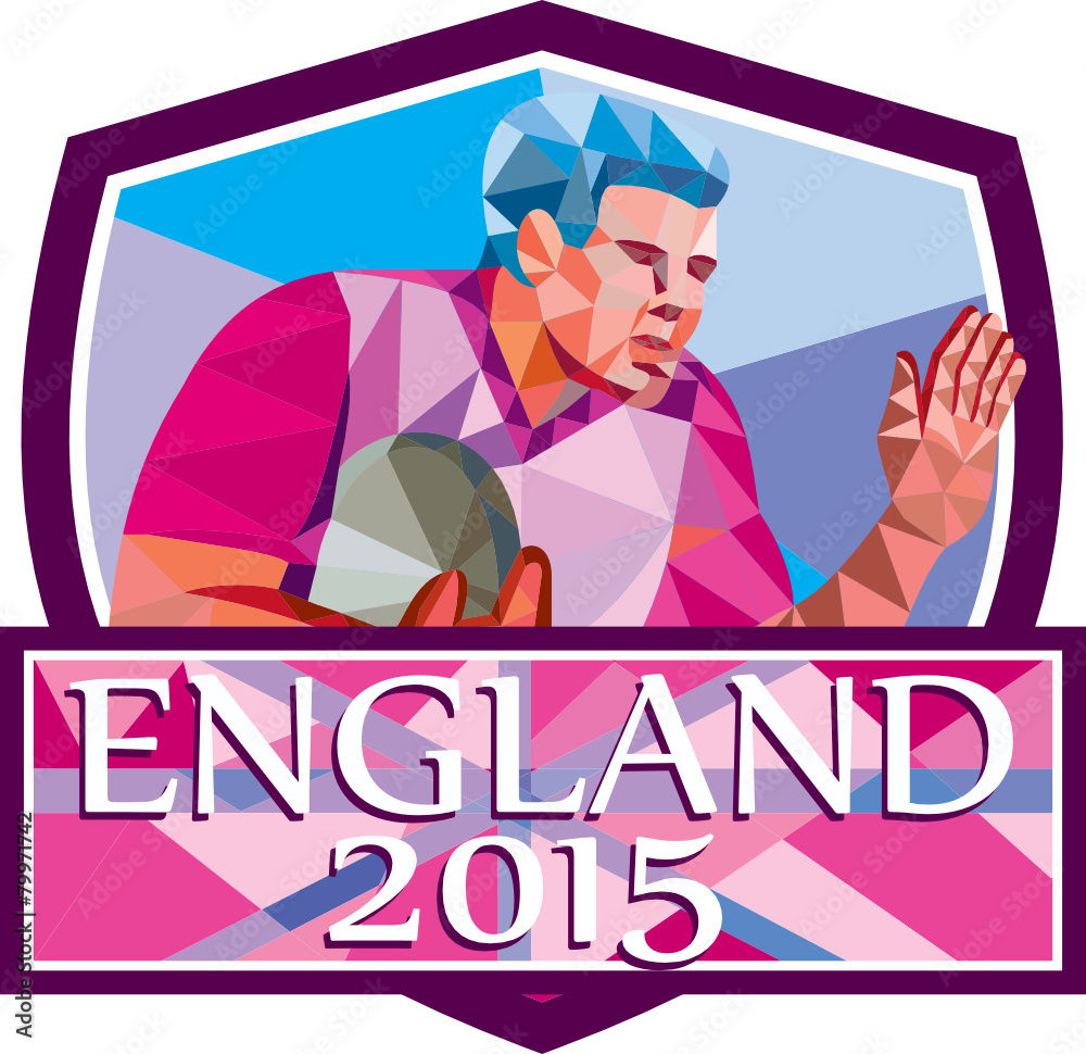 Rugby Player Fend Off England 2015 Low Polygon Stock Vector Adobe Stock
