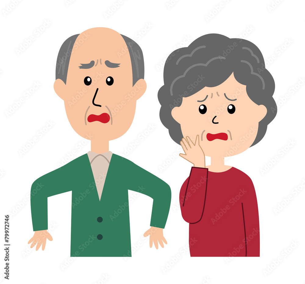 A senior couple with a shocked expression and poses A senior couple with a shocked expression and poses