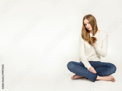 young woman sitting