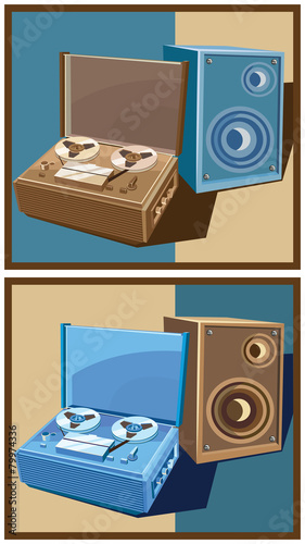 old reel tape recorder set