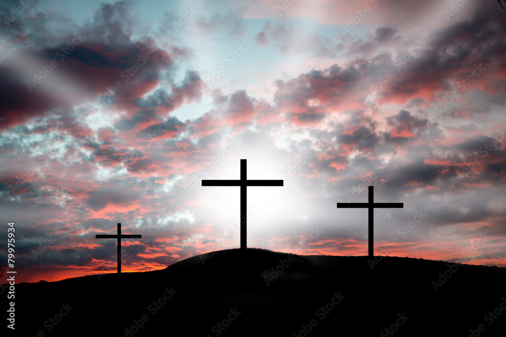 Crosses on Calvary - dramatic light and clouds