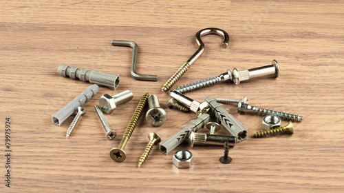 Various bolts and dowels for mounting